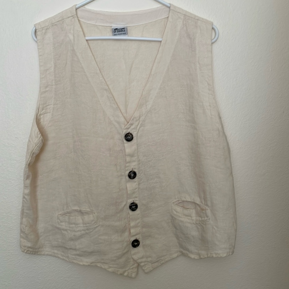 Rare CP Shades Embroidered 100% Linen Vest Vintage Y2K - Picture 1 of 6